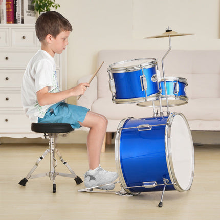 Kids Drum Set, 3-Piece 14-Inch with Throne, Cymbal, Pedal