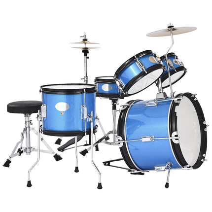 Kids Drum Set, 5-Piece 14-Inch Kit With Throne, Blue