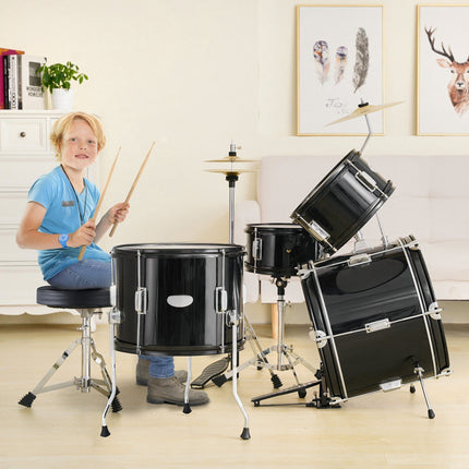 Kids Drum Set 5-Piece, 16 In, Throne, Cymbals, Sticks