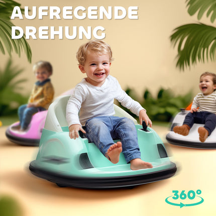 Dětské elektrické narážecí autíčko, otáčení 360°, 2 km/h, zelená
