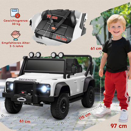 Dětské elektrické autíčko, baterie 12V, dálkové ovládání, bílá