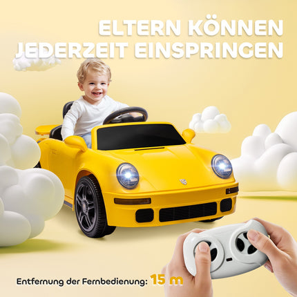 Dětské elektrické autíčko 12V s dálkovým ovládáním, MP3, LED světla, žlutá