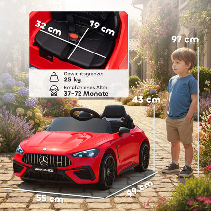 Dětské elektrické autíčko, design Mercedes, 12V, ovládání, LED, červená