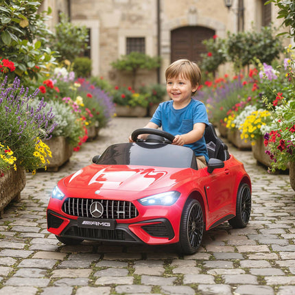 Dětské elektrické autíčko, design Mercedes, 12V, ovládání, LED, červená
