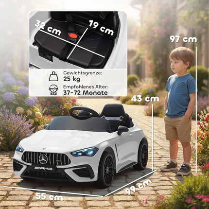 Dětské elektrické autíčko, design Mercedes, 12V, ovládání, LED, bílá