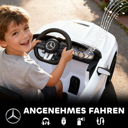 Dětské elektrické autíčko, design Mercedes, 12V, ovládání, LED, bílá