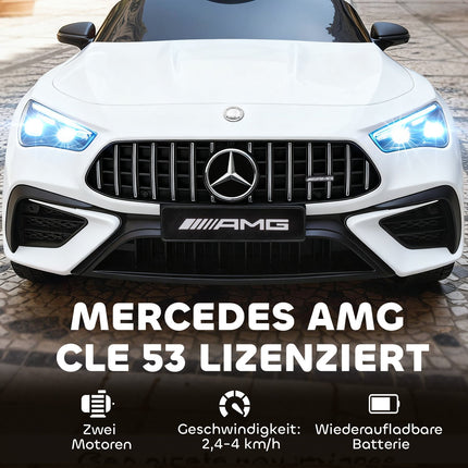Dětské elektrické autíčko, design Mercedes, 12V, ovládání, LED, bílá