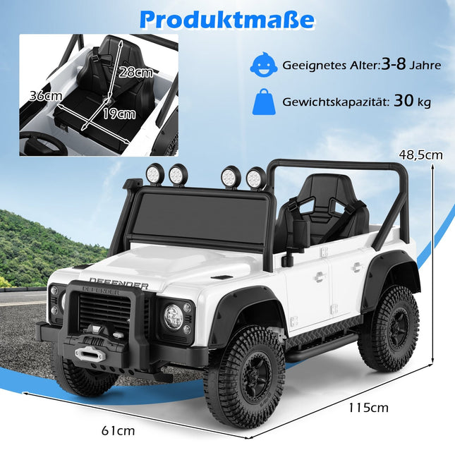 Dětské elektrické autíčko s dálkovým ovládáním, bílá, baterie 12V