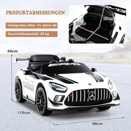 Dětské elektrické autíčko s dálkovým ovládáním – Mercedes-AMG GT3, 12V, bílá