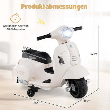 Dětská elektrická motorka 6V s LED světlometem, bílá