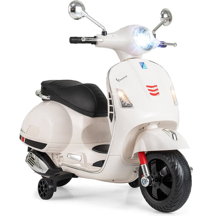 Dětská elektrická motorka s LED světly a klaksonem – bílá