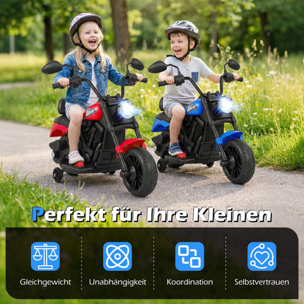 Dětská elektrická motorka s hudbou, světlomety a stupačkami