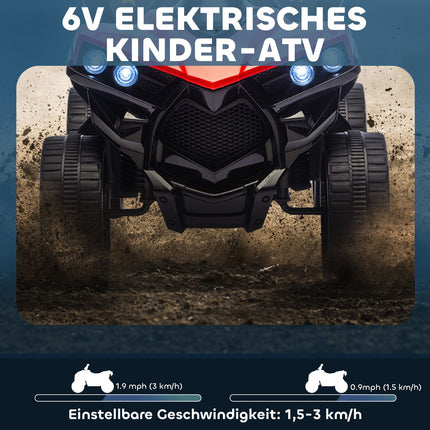 Dětská elektrická čtyřkolka 6V s jízdou vpřed/vzad, hudba, LED