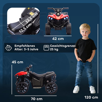 Dětská elektrická čtyřkolka 6V s jízdou vpřed/vzad, hudba, LED