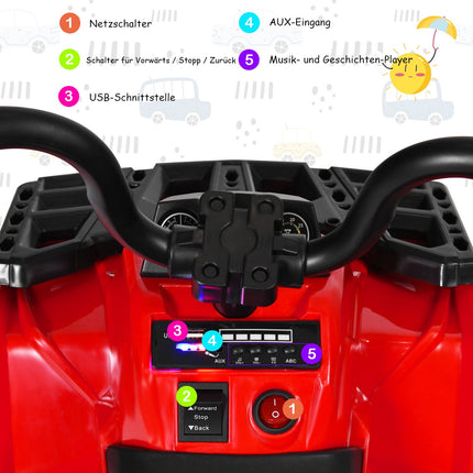 Dětská elektrická čtyřkolka 6V, světla, hudba, jízda vpřed a vzad