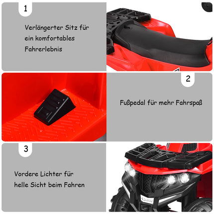 Dětská elektrická čtyřkolka 6V, světla, hudba, jízda vpřed a vzad