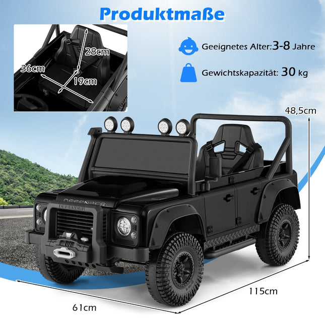 Dětské elektrické autíčko s dálkovým ovládáním, černé, baterie 12V
