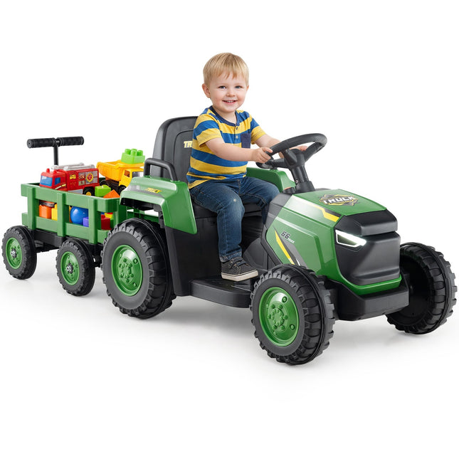 Dětský elektrický traktor s odnímatelnou vlečkou a dálkovým ovládáním