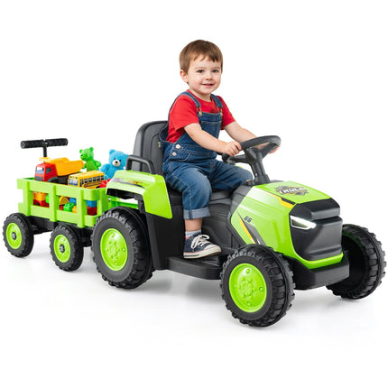 Dětský elektrický traktor s odnímatelnou vlečkou a dálkovým ovládáním