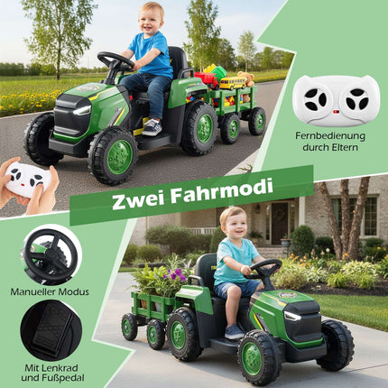Dětský elektrický traktor s odnímatelnou vlečkou a dálkovým ovládáním