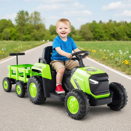 Dětský elektrický traktor s odnímatelnou vlečkou a dálkovým ovládáním
