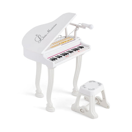 Dětský keyboard s 37 klávesami a stoličkou, bílý
