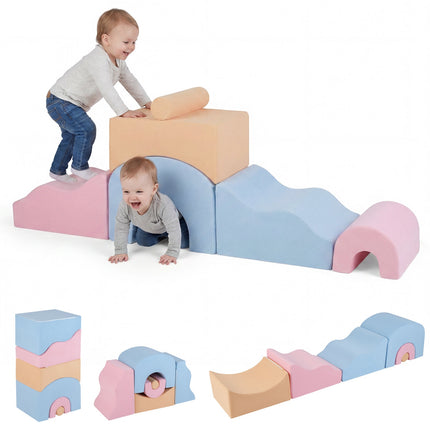 Kids Foam Play Set, 6-Piece Suede Covers, Multicolour