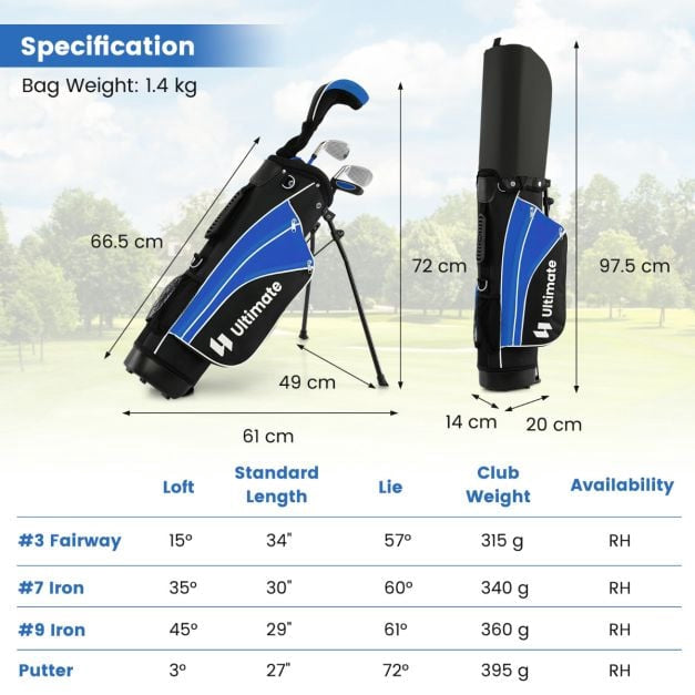 Dětská sada golfových holí 8-13 let, 4 hole, bag se stojanem