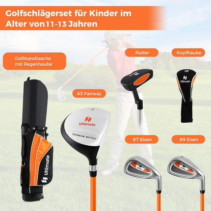 Dětská sada golfových holí pro praváky, 11-13 let, oranžová