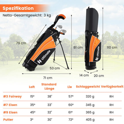 Dětská sada golfových holí pro praváky, 11-13 let, oranžová