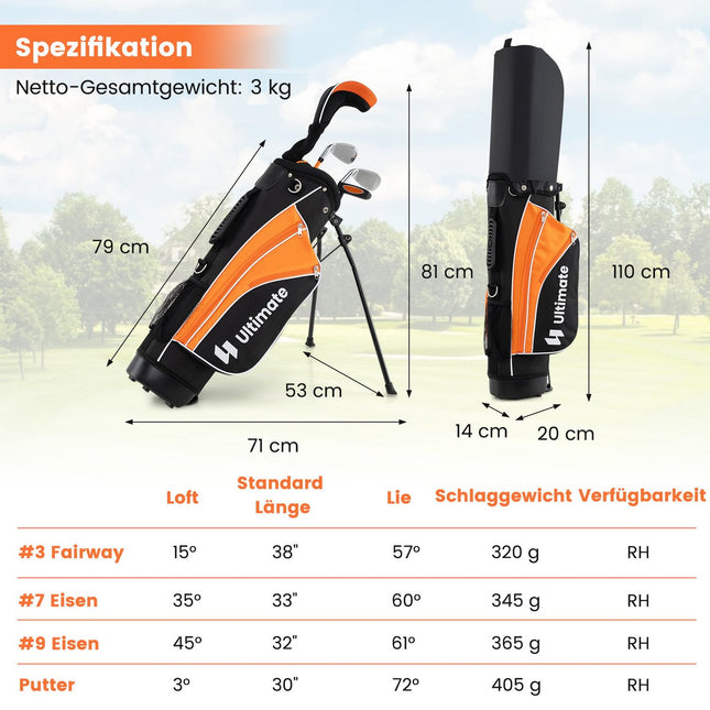 Dětská sada golfových holí pro praváky, 11-13 let, oranžová