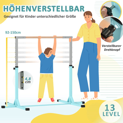 Dětská gymnastická hrazda, 13 nastavitelných úrovní, 75 kg