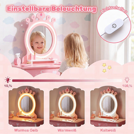 Kids Hair Salon Play Set with LED Mirror & Swivel Chair