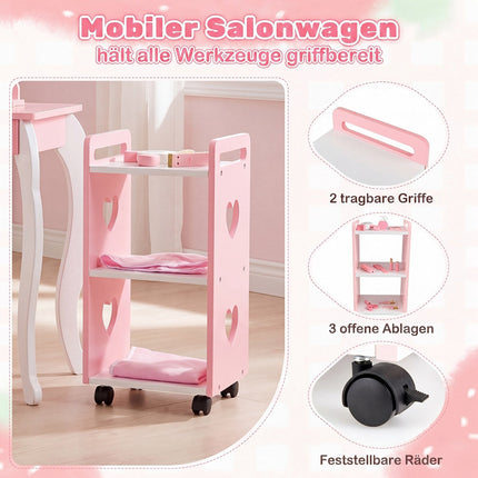 Kids Hair Salon Play Set with LED Mirror & Swivel Chair
