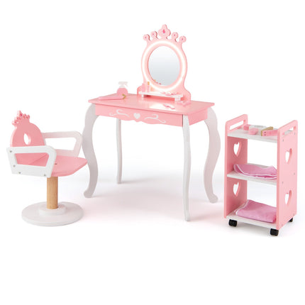 Kids Hair Salon Play Set with LED Mirror & Swivel Chair
