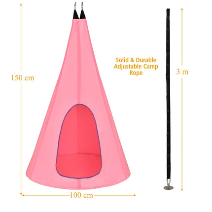 Kids Hanging Nest Swing Chair, 40 Inch, Pink, Indoor Outdoor