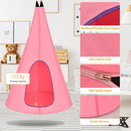 Kids Hanging Nest Swing Chair, 40 Inch, Pink, Indoor Outdoor
