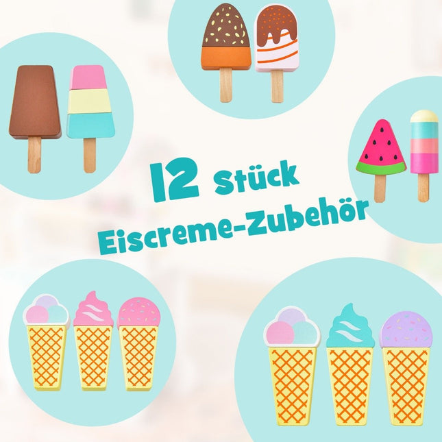 Dětský zmrzlinový vozík na kolečkách – 12 doplňků