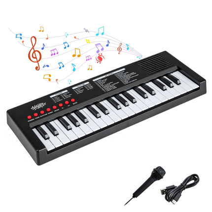 Dětský keyboard, 37 kláves, 8 rytmů a zvuků, černý
