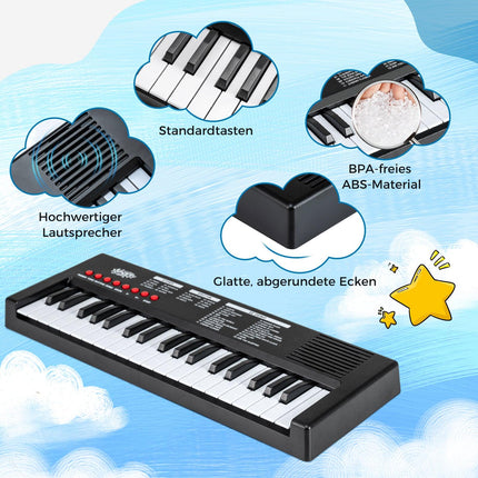 Dětský keyboard, 37 kláves, 8 rytmů a zvuků, černý
