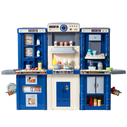 Kids Kitchen Playset, 3-in-1, Lights, Sounds, Spray, 74-Piece