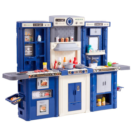 Kids Kitchen Playset, 3-in-1, Lights, Sounds, Spray, 74-Piece