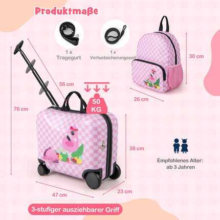Dětský set zavazadel s batohem, 12"+18", tvrdá skořepina