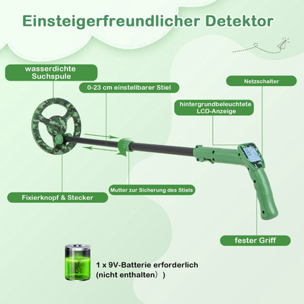 Dětský detektor kovů, nastavitelný 62–85 cm, LCD displej