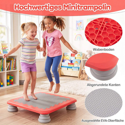 Kids Mini Trampoline, 25.5 Inch, Non-Slip, Red
