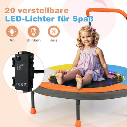 Dětská mini trampolína s LED světly, Ø90 cm, skládací