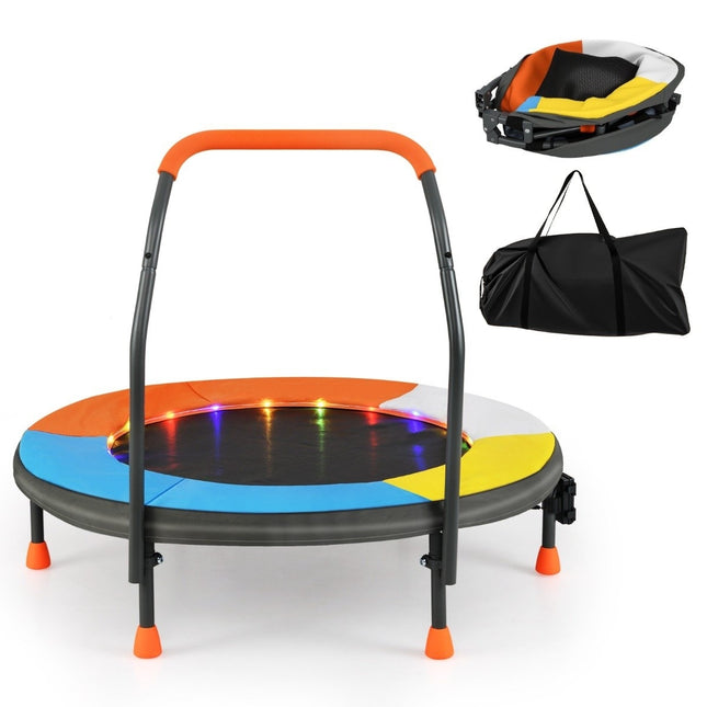 Dětská mini trampolína s LED světly, Ø90 cm, skládací