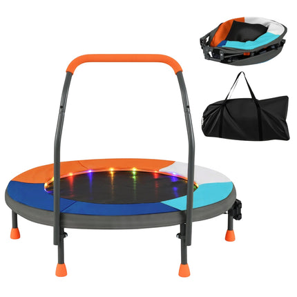 Dětská mini trampolína s LED světly, skládací, 90 cm
