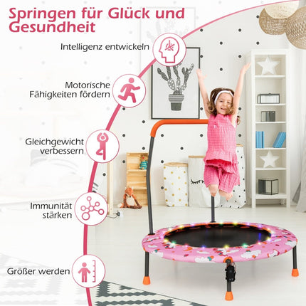 Dětská mini trampolína s LED světly a odnímatelným madlem