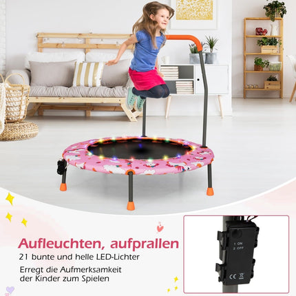Dětská mini trampolína s LED světly a odnímatelným madlem